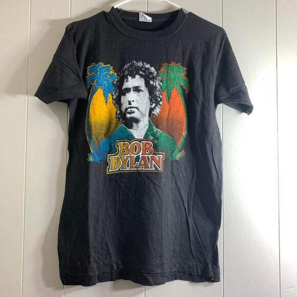 vintage 70’s BOB DYLAN Portrait single stitch double sided graphic tee shirt M - Picture 2 of 7